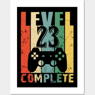 Vintage 23th Wedding Anniversary Level 23 Complete Video Gamer Birthday Gift Ideas Posters and Art